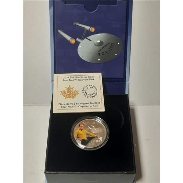 2016 10 Dollar 99.99% Fine Silver-Star Trek - Captain Kirk Coin.