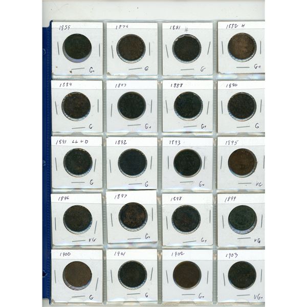 (37) 1859 - 1920 Collection of Canadian Victorian One Cents Coins