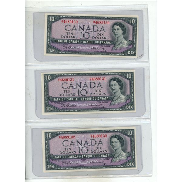 1954 (3) Collection of Canadian Ten Dollars (30 CAD price)