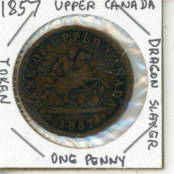 1857 Upper Canada, Dragon Slayer One Penny Token