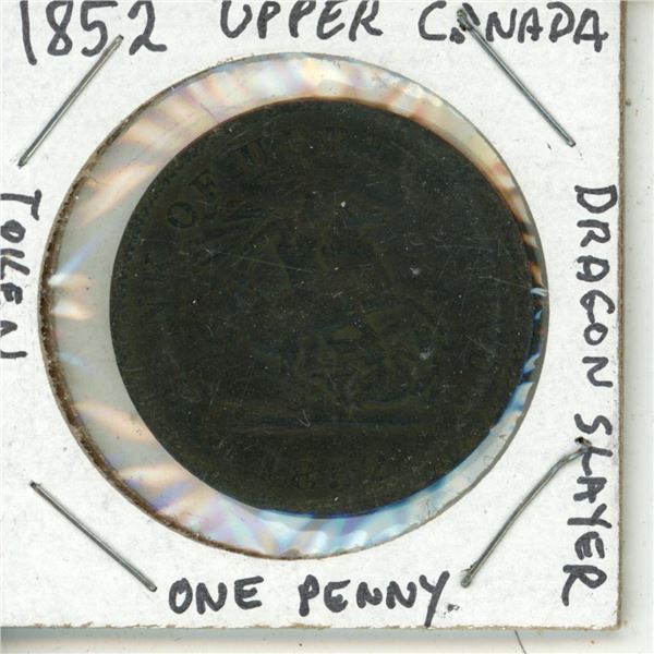 1852 Upper Canada, Dragon Slayer One Penny Token