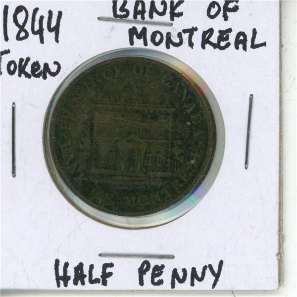 1844 Bank of Montreal Half Penny Token