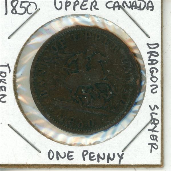 1850 Upper Canada, Dragon Slayer One Penny Token