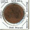 Image 1 : 1852 Quebec Province of Canada One Penny Token