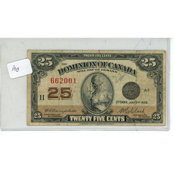 1923 Twenty -Five Cents Dominion of Canada