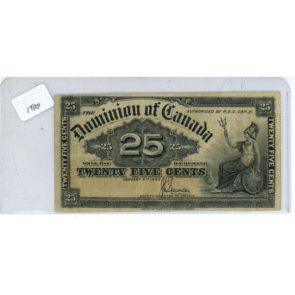 1900 Twenty -Five Cents Dominion of Canada
