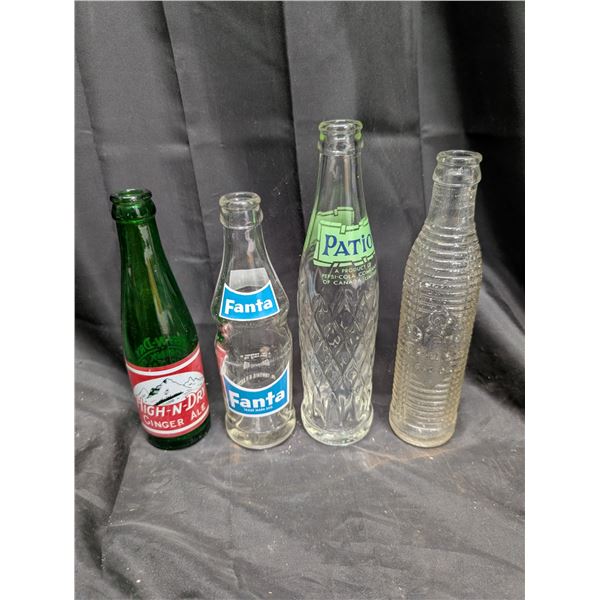 (4) Vintage Pop Bottles (Patio, High-N-Dry, Fanta , Orange Crush)