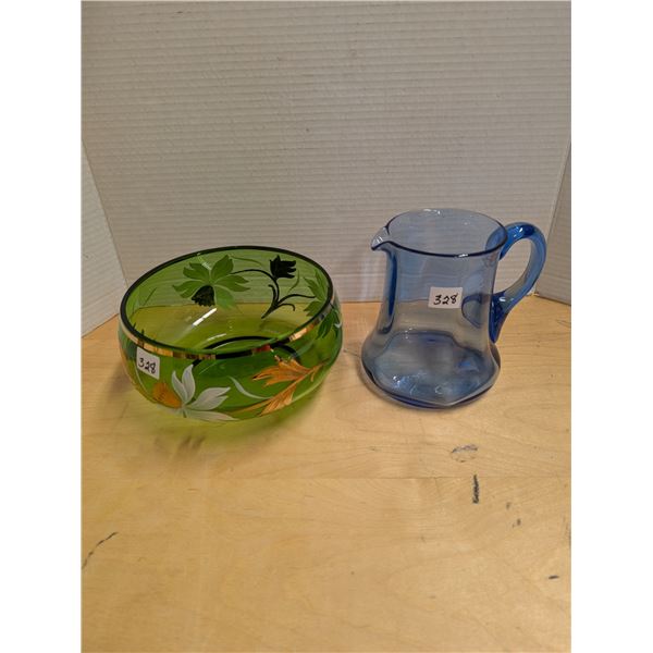 Blue jug and Green Decor Bowl