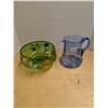 Image 1 : Blue jug and Green Decor Bowl