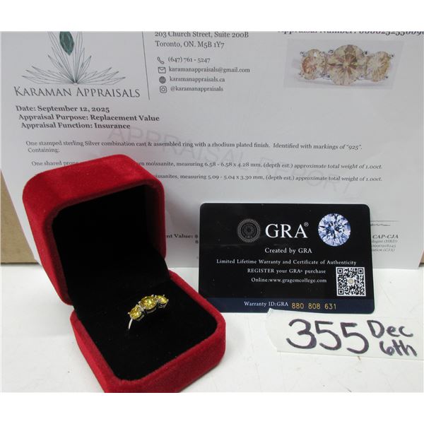 #355-2.00 CT TW GRA CERTIFIED ROUND BRILLIANT CUT MOISSANITE STONES VVS CHAMPAGNE COLOR SET WITH 1.0
