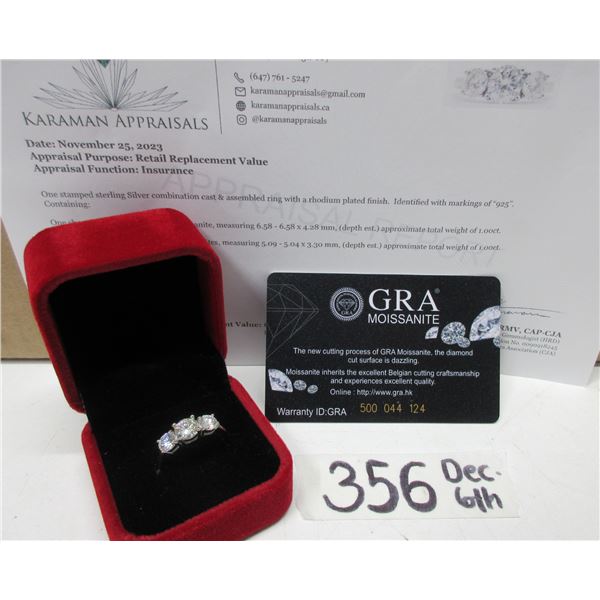 #356-2.00 CT TW GRA CERTIFIED ROUND BRILLIANT CUT MOISSANITE STONES VVS D COLOR SET WITH 1.00 CT MOI