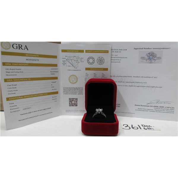 #361-3.00 CT GRA CERTIFIED ROUND BRILLIANT CUT MOISSANITE STONE VVS D COLOR WITH 12 ROUND BRILLIANT 