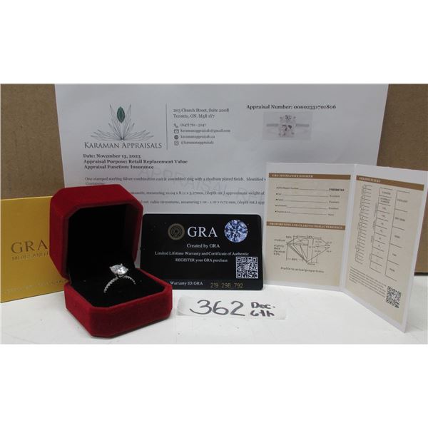 #362-3.00 CT GRA CERTIFIED OVAL CUT MOISSANITE STONE VVS D COLOR WITH 18 ROUND BRILLIANT CUT CUBIC Z