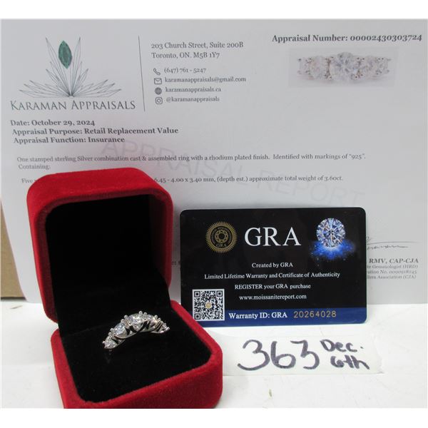 #363-3.60 CT TW GRA CERTIFIED ROUND BRILLIANT CUT MOISSANITE STONES VVS D COLOR WITH THE 5 MOISSANIT
