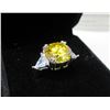 Image 10 : #365-5.00 CT GRA CERTIFIED ROUND BRILLIANT CUT MOISSANITE STONE VVS VIVID YELLOW COLOR SET IN CENTER