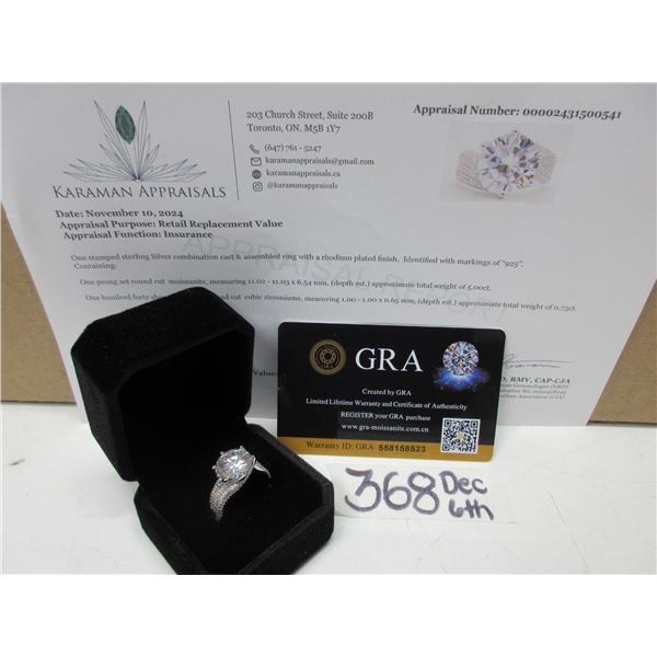 #368-5.00 CT GRA CERTIFIED ROUND BRILLIANT CUT MOISSANITE STONE VVS D COLOR SET WITH 140 ROUND BRILL