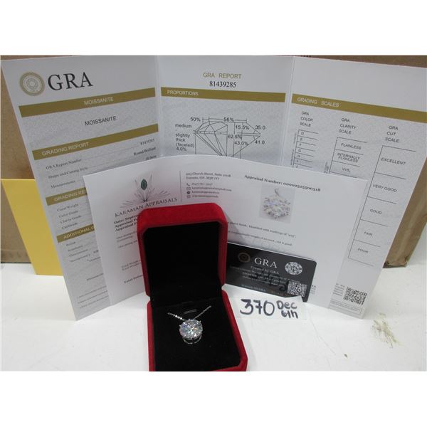 #370-20.00 CT GRA CERTIFIED ROUND BRILLIANT CUT MOISSANITE STONE VVS D COLOR SET IN 6 CLAW HEAD SET 