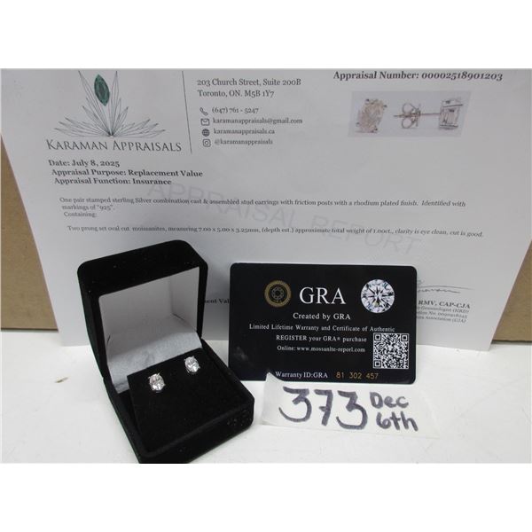 #373-1.00 CT TW GRA CERTIFIED OVAL CUT MOISSANITE STONES VVS D COLOR WITH THE MOISSANITE STONES SET 