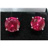 Image 3 : #376-6.00 CT TW ROUND BRILLIANT CUT SYNTHETIC RUBIES SET IN A V SHAPED BASKET HEADS SET IN 925 SILVE