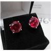 Image 8 : #376-6.00 CT TW ROUND BRILLIANT CUT SYNTHETIC RUBIES SET IN A V SHAPED BASKET HEADS SET IN 925 SILVE