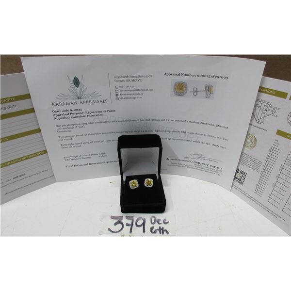 #379-2.00 CT TW GRA CERTIFIED ROUND BRILLIANT CUT MOISSANITE STONES VVS VIVID YELLOW COLOR WITH 48 R