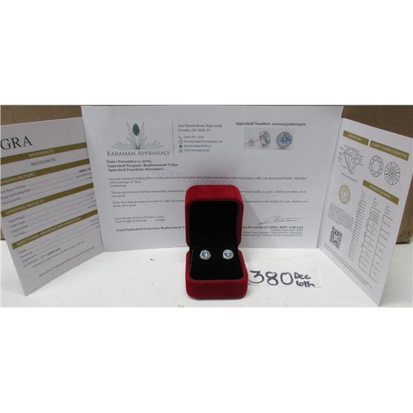 #380-2.00 CT TW GRA CERTIFIED ROUND BRILLIANT CUT MOISSANITE STONES VVS BLUE COLOR WITH 44 ROUND BRI