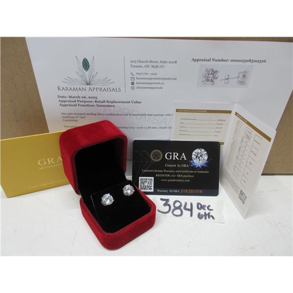 #384-6.00 CT TW GRA CERTIFIED ROUND BRILLIANT CUT MOISSANITE STONES VVS D COLOR SET IN 4 CLAW BASKET