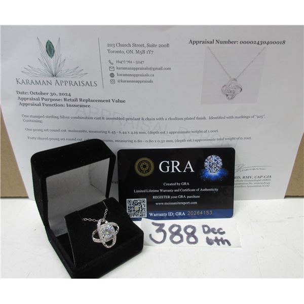#388-1.00 CT GRA CERTIFIED ROUND BRILLIANT CUT MOISSANITE STONE VVS D COLOR WITH THE 40 ROUND BRILLI
