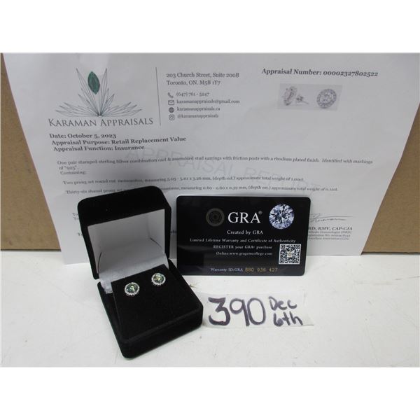 #390-1.00 CT GRA CERTIFIED ROUND BRILLIANT CUT MOISSANITE STONE VVS D COLOR WITH THE 36 ROUND BRILLI