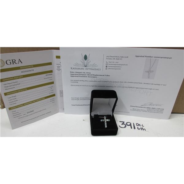 #391-1.20 CT TW GRA CERTIFIED ROUND BRILLIANT CUT MOISSANITE STONES VVS VERY LIGHT BLUE COLOR WITH T