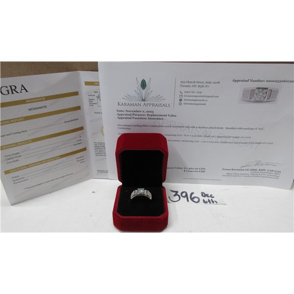 #396-2.00 CT GRA CERTIFIED ROUND BRILLIANT CUT MOISSANITE STONE VVS D COLOR WITH 32 ROUND BRILLIANT 