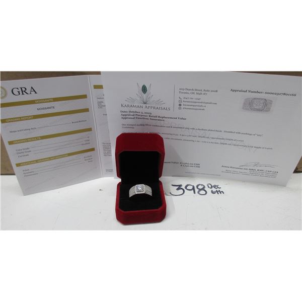 #398-1.00 CT GRA CERTIFIED ROUND BRILLIANT CUT MOISSANITE STONE VVS D COLOR WITH 84 ROUND BRILLIANT 