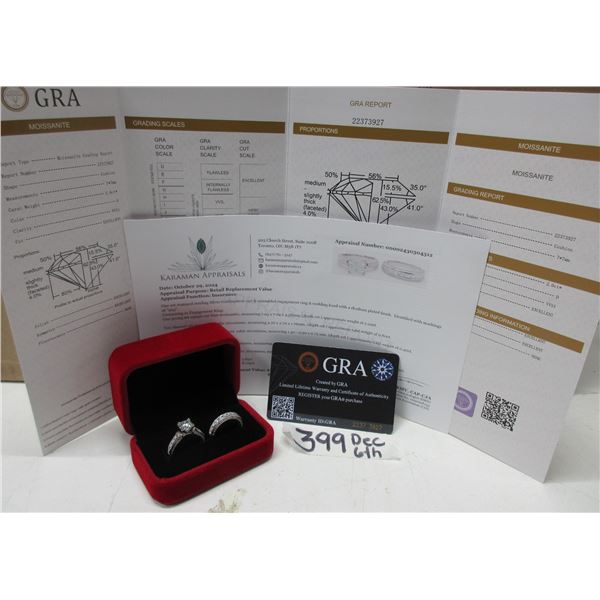 #399-2.00 CT GRA CERTIFIED PRINCESS CUT MOISSANITE STONE VVS BLUE COLOR WITH 10 CHANNEL SET SQUARE C