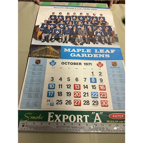 Toronto maple leaf calendar- 1970-71