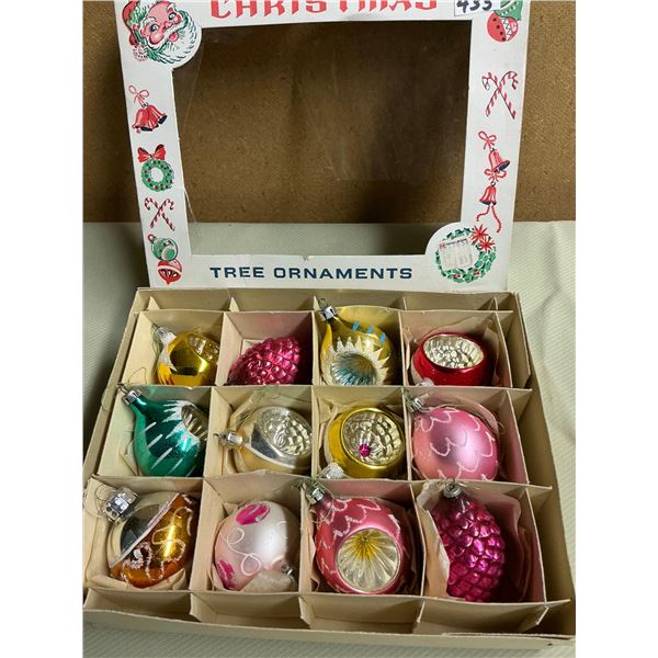 12 Vintage glass Christmas ornaments