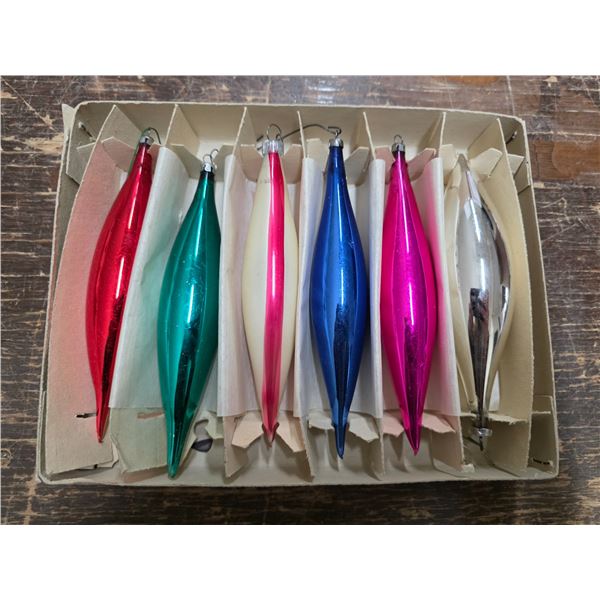 6 Vintage glass  tear drop ornaments