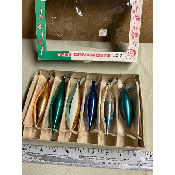 6 Vintage glass  tear drop ornaments