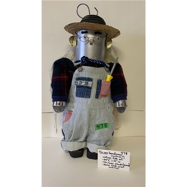 Tin can Handyman. Vintage Folk Art