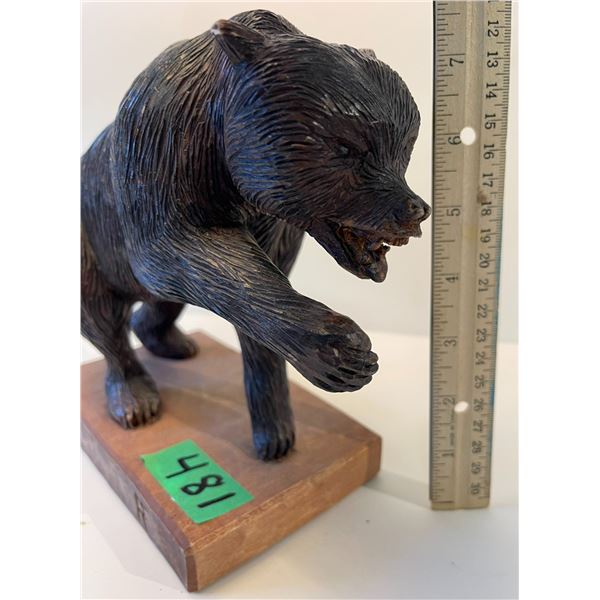 Ron Fleming Basswood Bear Carving, Wax Finish, 7.5” tall, 2001
