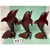 Image 1 : 3 Ironwood Dolphin carvings. (Smallest damaged on 2 fins)