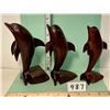 Image 2 : 3 Ironwood Dolphin carvings. (Smallest damaged on 2 fins)
