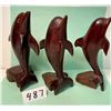 Image 3 : 3 Ironwood Dolphin carvings. (Smallest damaged on 2 fins)