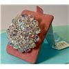 Image 2 : Sherman Crystal Brooch, marked in rectangular cartouche. Vintage. 2” across