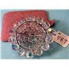 Image 3 : Sherman Crystal Brooch, marked in rectangular cartouche. Vintage. 2” across