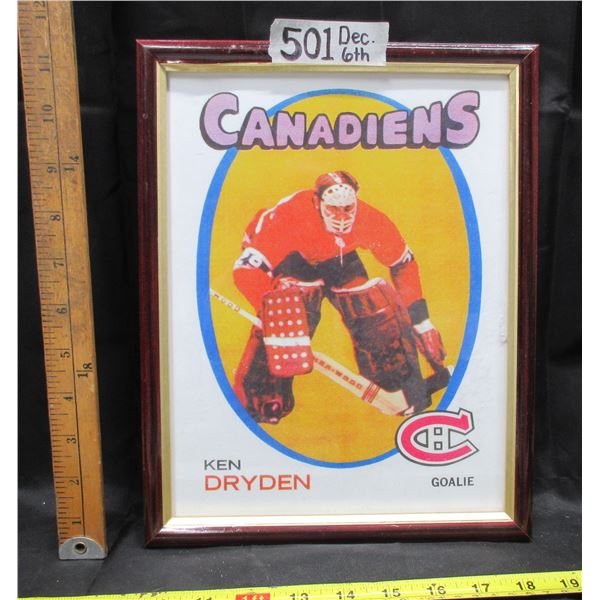 Ken Dryden Rookie- Dryden Rookie Card Enlargement- Frame