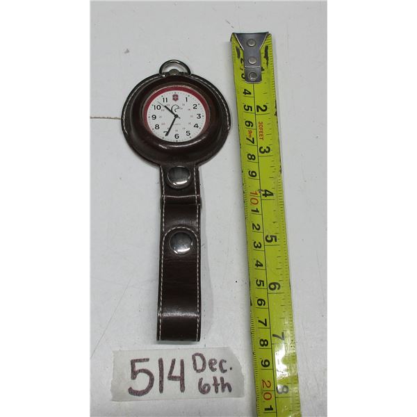 Swiss Pocket Watch (working, leather case and belt strap)