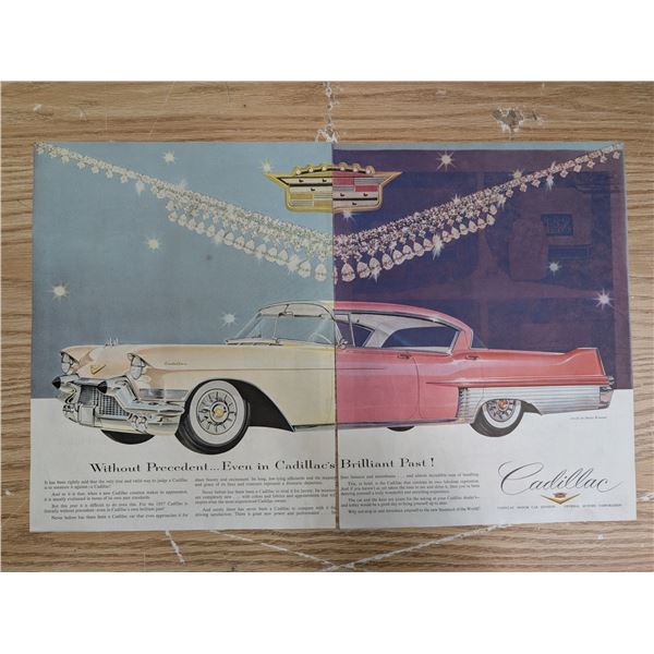 Vintage News Paper Dec 1st 1956 Cadillac 2 Page Advert