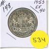 Image 1 : 1953 Canada Silver 50 Cents Coin.