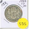 Image 1 : 1958 Canada Silver 50 Cents Coin.