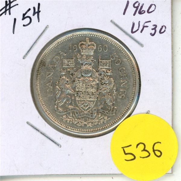 1960 Canada Silver 50 Cents Coin.